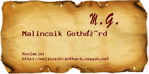 Malincsik Gothárd névjegykártya